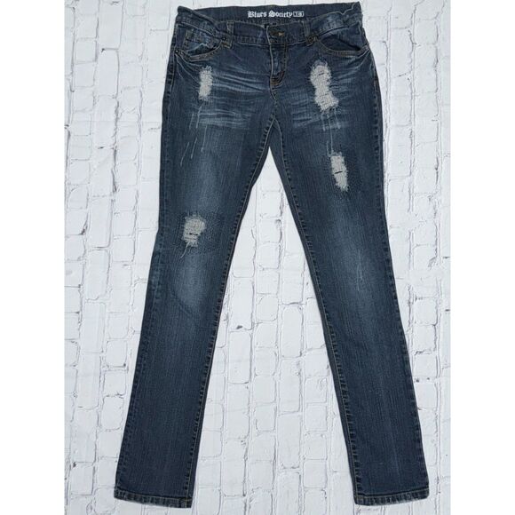 Blues Society - Dark Distressed Skinny Jeans - Picture 1 of 3